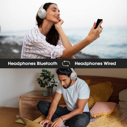 DOQAUS Bluetooth Headphones Over Ear, 70H Playtime,3 EQ Modes, with ENC Mic | HiFi Stereo Sound, Deep Bass, Soft Memory Foam Earpad, BT5.4, Headphone Wireless for Phone PC Travel Home Office, Light Grey - color: Light Gray