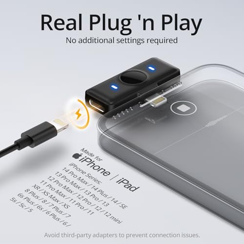 Hingso Wireless Lavalier Microphone for iPhone, Android, 48khz, 50Hrs Battery, Noise Cancellation, Magnetic Clip iPhone Microphone for Video Recording, Streaming, Vlogging