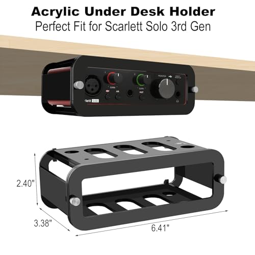 Under Desk Holder for Scarlett Solo 3rd Gen, Acrylic Under Desk Shelf Organizer Under Desk Mount Wall Mount Holder (Black) - color: Black