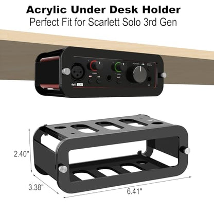 Under Desk Holder for Scarlett Solo 3rd Gen, Acrylic Under Desk Shelf Organizer Under Desk Mount Wall Mount Holder (Black) - color: Black