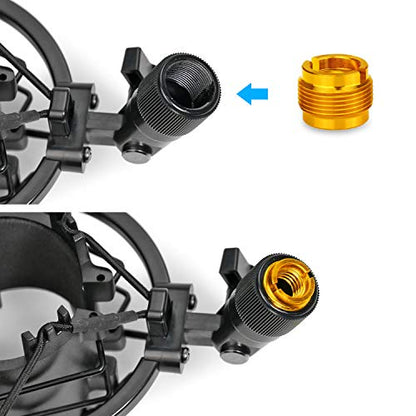 4 PCS Gold Colour Adapter for HyperX QuadCast Mic, Blue Yeti, Rode, Razer, Shure and Most USB Microphone, Shock Mount, Boom Arm Screw Thread Adapter 5/8" Male to 3/8" Female Screw Adapter by YOUSHARES