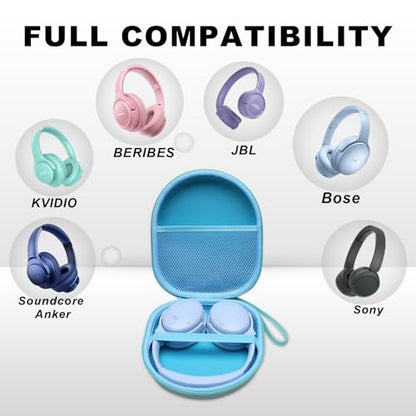 Headphone Case, Large Headphones Case Mint | Compatible with JBL, Soundcore, Sony WH-CH520/WH-CH720N, BERIBES, KVIDIO, TOZO HT3/HT2, Picun Headphone, Big Headphone Case - color: Outer Mint Green+ Inner Light Blue