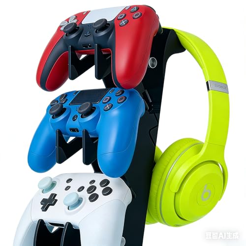 3-Tier Game Controller & Headphone Stand, Black Acrylic Storage Rack, Compatible with PS5/PS4/Xbox Series X/S/Switch Pro Controllers, Desktop Organizer for Gaming Accessories - size: 3-Tiers Black