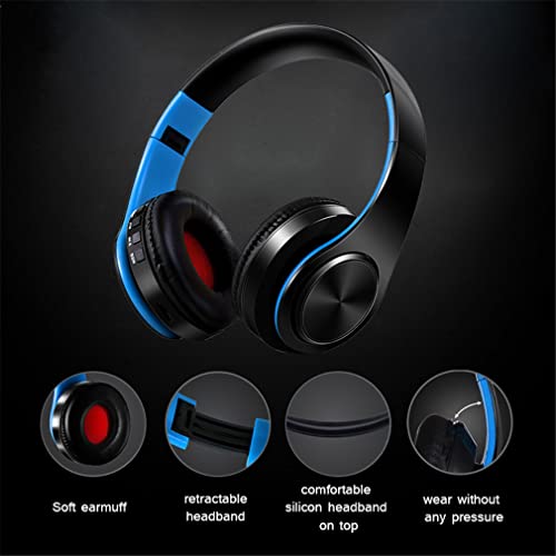 Wireless On-Ear Bluetooth 5.0 Headphones, Foldable Sport HiFi Stereo Sound Headset with Microphone Noise Canceling, Hi-Res Audio, 10 Hours Playtime,Red - color: Red