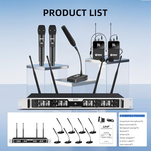 Debra 8-Channel Wireless Conference Microphone System, UHF Pro Auto Pairing, 80M Stable Transmission, 360° Gooseneck Mic for Meetings, Lectures & Conferences(8 Conference) - color: 8 Conference