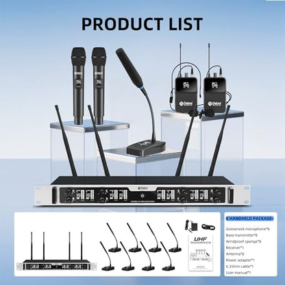 Debra 8-Channel Wireless Conference Microphone System, UHF Pro Auto Pairing, 80M Stable Transmission, 360° Gooseneck Mic for Meetings, Lectures & Conferences(8 Conference) - color: 8 Conference