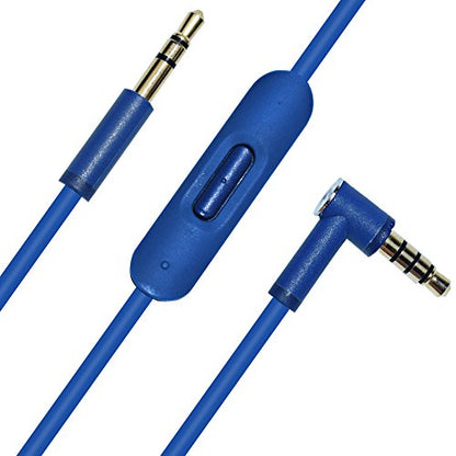 Solo Replacement 3.5mm Audio Cable Cord Wire with In-line Remote Microphone Compatible with Beats by Dr Dre Headphones Solo/Studio/Pro/Detox/Wireless/Mixr/Executive/Pill Suppot IOS System (Blue) - color: Blue