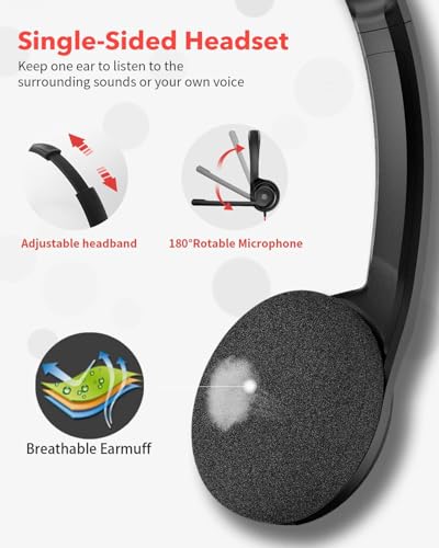 NUBWO HW02 USB Headset with Microphone Noise Cancelling &in-line Control, Ultra Comfort Computer Headset for Laptop pc, On-Ear Wired Office Call Center Headset for Boom Skype Webinars (USB-A) | USB-A - Ultra Comfort Computer Headset for Laptop pc, On-Ear