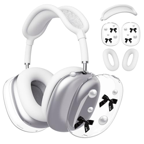 for AirPods Max Headphones Black Bow Ear Covers for AirPods Max 2 - color: Black Bow C/White