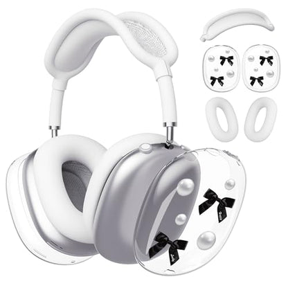 for AirPods Max Headphones Black Bow Ear Covers for AirPods Max 2 - color: Black Bow C/White