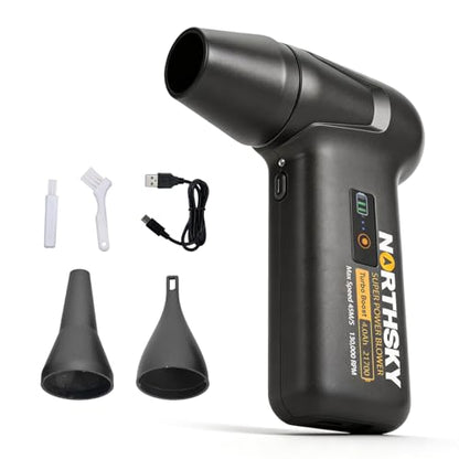 NORTHSKY Compressed Air Duster, Rechargeable Cordless Air Duster with 130000RPM Motor & LED Display, 3-Speed Electric Keyboard Cleaner for PC, Computer, Laptop, Camera & Car Cleaning