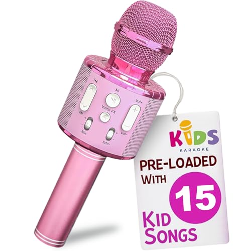 Move2Play, Kids Karaoke Microphone | Includes Pre-Loaded Songs & Bluetooth | Kids Birthday Party Gift | Toy for All Ages 2, 3, 4, 5, 6+ Year Old Girls, Boys & Toddlers - color: All Pink