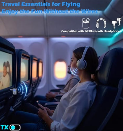 KAIY Bluetooth Adapter for Airplane Headphones | Bluetooth Transmitter for TV/PC/Gym, Bluetooth Receiver for Stereo Receiver, Wireless 3.5mm AUX Adapter for Car Music