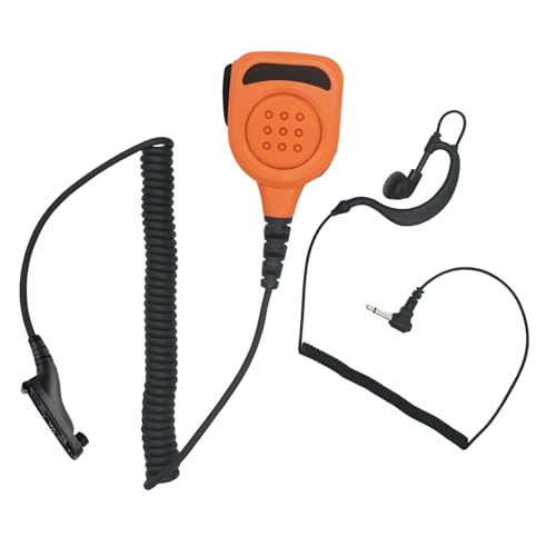 Radio Speaker Mic Shoulder Lapel Hand Microphone with 3.5mm Audio Jack Walkie Talkie Hands Free Mikes for Motorola APX 900 6000 8000 XPR 7550 6550 7350 (Orange,IP65 Waterproof)
