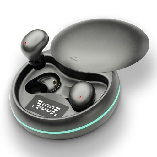 Sleep Earbuds, Bluetooth 5.4 in-Ear Headphones, Matte Black | Asymmetric chamber for side sleepers, LED power display, built-in mic, portable charging case - color: Matte Black