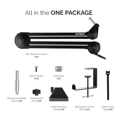 Microphone Boom Arm Stand, Heavy Duty Adjustable Mic Stand with Cable Ties, Desk Mount Arm Stand for Gaming Streaming Podcasting. - color: MI06 MEDIUM