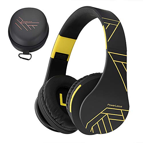 PowerLocus Bluetooth Over-Ear Headphones, Wireless Stereo Foldable Headphones Wireless and Wired Headsets with Built-in Mic, Micro SD/TF, FM for iPhone/Samsung/iPad/PC (Black/Yellow) - color: Black/Yellow
