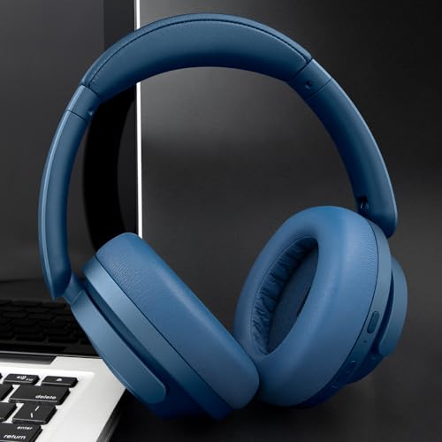 SOULWIT Professional Earpads Cushions Replacement for 1MORE SonoFlow/SonoFlow SE/SonoFlow Pro Headphones, Ear Pads with Soft Protein Leather, Noise Isolation Foam - Blue - color: Blue