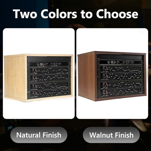 Wooden Desktop Studio Rack, 19-Inch Rack-Mount Compatible, 373mm Usable Depth, Threaded Rails, Natural or Walnut, 2U-8U (Walnut Woodgrain, 6U) - color: Walnut Woodgrain, size: 6U