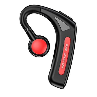 Open Ear Headphones Bluetooth Single Bone Conduction Wireless Earbuds with Earhooks Microphone Earphones Waterproof Long Battery Life Earpiece for Workout Sports Running Android iOS Non Ear Plug Red - color: Red