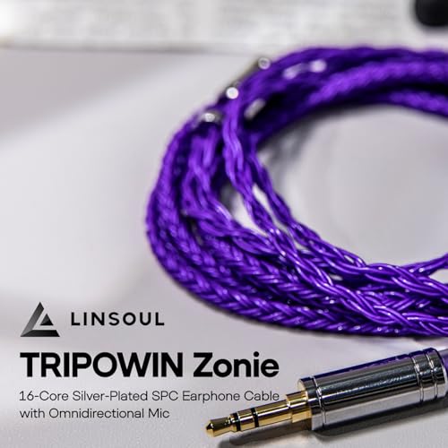 Linsoul Tripowin Zonie IEM Cable, 16 Core Silver Plated Earphone Upgraded Cords, 1.25m SPC in Ear Monitor Cable for KZ ZS10 PRO 2 AS10 PRO Tangzu Wan’er SIMGOT EM6L(Recessed 2pin, 4.4mm)(Violet) | 4.10 ft SPC in Ear Monitor Cable for KZ ZS10 Pro 2 AS10 Pr
