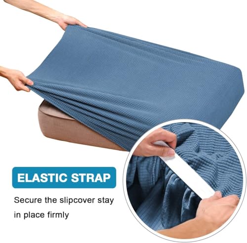 Flamingo P Super Stretch Couch Cushion Cover 1 Pack Individual Seat Slipcover with Elastic Bottom, Machine Washable Furniture Protector (1 Seat Cushion Cover, Dusty Blue) - color: Dusty Blue, size: 1 Seat Cushion Cover