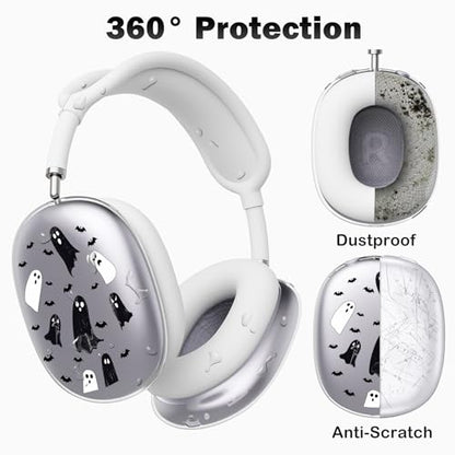 for AirPods Max Headphones Halloween Ear Covers for AirPods Max 2 | Cute Ghost Bat Clear Ear Cups Cover | White Silicone Ear Pad Case Headband Cover for Apple AirPods Max 2/1 (2026/2024/2020) - color: Ghost E/White