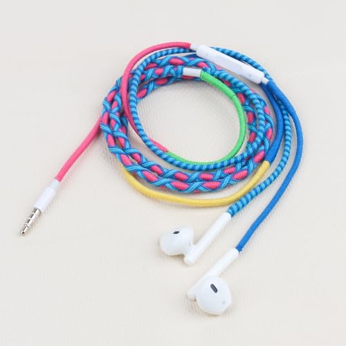 Wired in-Ear Headphones Colorful Braided Cable - 3.5mm Jack Built-in Mic, Adjustable Volume, Sweat & Dirt Resistant, Tangle-Free, Compatible with All 3.5mm Devices