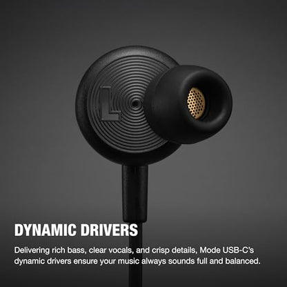 Marshall Mode USB-C 유선 이어버드 - 내장 마이크 | 맞춤형 핏 | 엉킴 방지 코드 | 다이나믹 드라이버 - 블랙