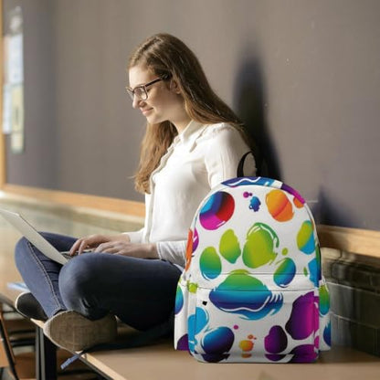 Travel Backpack for Women Men Carry On Backpack Coffee Collection Laptop Bag Lightweight Casual Daypack - color: Colorful Dog Paw Print