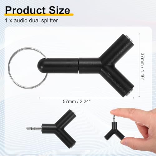 MECCANIXITY Headphone Splitter Adapter, 3.5mm Male to 2 Port Female Y Jack Aux Stereo Splitter for Phone Headset PS4 Switch Tablets, Black - color: Black