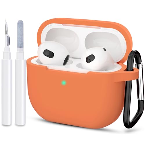 Compatible with AirPods 3 Case, Protective Silicone Cover for AirPods 3rd Generation Case 2021, Wireless Charging - Orange - color: C-Orange