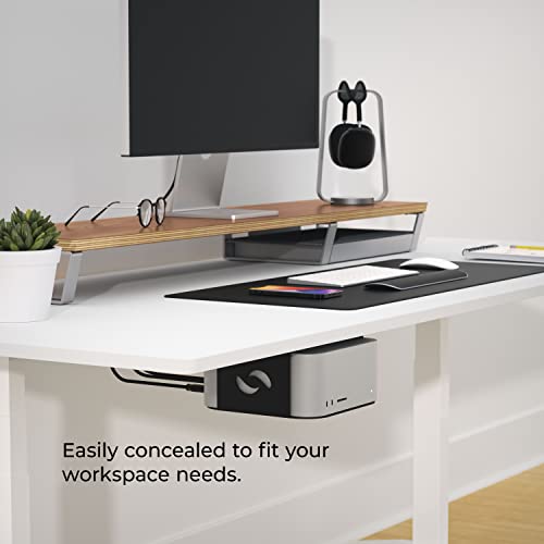 HumanCentric Under Desk Mount Compatible with Mac Studio, M4 M3 M2 M1 | Mounting Stand Bracket, Heat Dissipation, Anti-Scratch, Secure or Hide with Holder Case