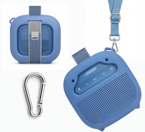 alltravel Silicone Cover for Bose New SoundLink Micro Portable Bluetooth Speaker (2nd Gen) with Neck Lanyard (Dusk Blue) - color: Dusk Blue