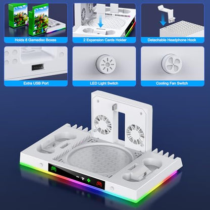 LED Cooling Stand & Charging Station for Xbox Series X, Snow White - color: Snow White