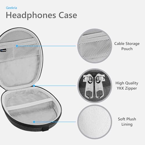 Geekria Shield Headphones Case Compatible with Bose QC Ultra II, QC 45/35/25/15/SE and More, Replacement Protective Hard Shell Travel Carrying Bag with Cable Storage (Grey) - color: Grey