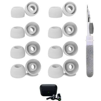 8 Pairs Replacement Silicone Ear Buds Tips Compatible with Razer, HUIFU, ISOtunes, SteelSeries, chalvh, 1more, HearSound, DefenderShield, Fits in Case, with 3-in-1 Cleaner Kit, XS/S/M/L - color: White