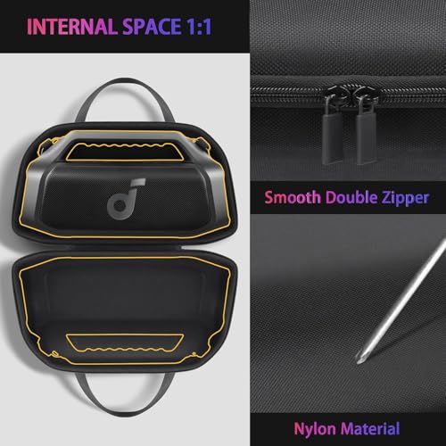 co2CREA for Soundcore Boom 2 Plus Outdoor Speaker Hard Protective Case | Portable Travel Design, Padded Interior, Detachable Shoulder Strap, Hand Strap And Strong Zipper For Easy Carrying