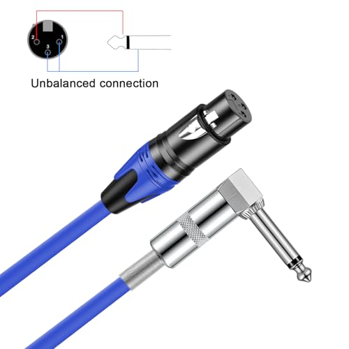 (2PACK / 3.3 FT) XLR Female to 1/4 TS Right Angle,1/4 TS Right Angle to XLR Female Micphone Cable, for Micphone Mixer、Instruments - size: 3.3 FT