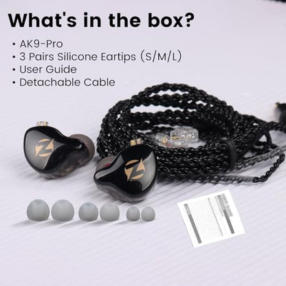 AK9 PRO Wired IEM Earbuds, Hi-Res Audio, 11mm Dynamic Driver, Detachable 2-Pin Cable, Noise Isolating in-Ear Monitors for Music, Gaming & Smartphones - color: White