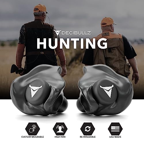 Decibullz - NRR 31 Custom Molded Earplugs, Perfect Fit Ear Protection for Safety, Travel, Work and Shooting (Black) - color: Black