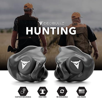 Decibullz - NRR 31 Custom Molded Earplugs, Perfect Fit Ear Protection for Safety, Travel, Work and Shooting (Black) - color: Black
