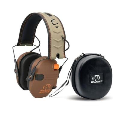 Walker's Razor Slim Electronic Earmuffs | Protective Case - color: Brown