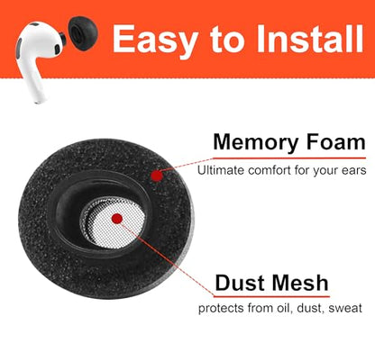 Replacement Memory Foam Ear Tips for AirPods Pro 3 Earbuds (L) | 3 Pairs (Black, Large), Ultimate Comfort, Compatible with AirPods Pro 3rd Generation 2025 - size: Large