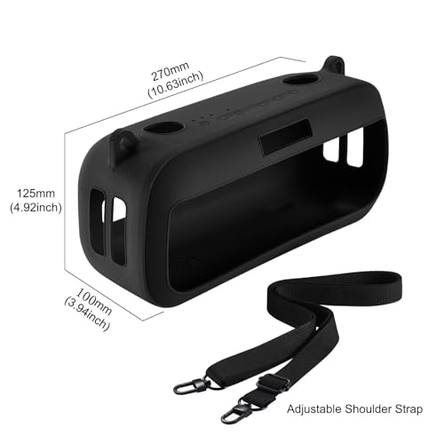 Protective Case for Bose SoundLink Max Speaker, Silicone Case Cover with Shoulder Strap for Bose SoundLink Max - color: Black