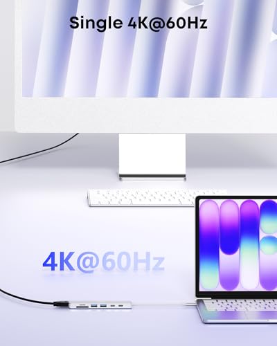 7-in-1 USB C Hub with 4K@60Hz HDMI, 2 USB-A, 1 USB-C, 100W PD Charging, SD 3.0 /TF 3.0 Card Reader, Compatible with MacBook Pro/Air/Neo, iPad Pro, iMac, iPhone 15-17 (Silver) - color: Silver