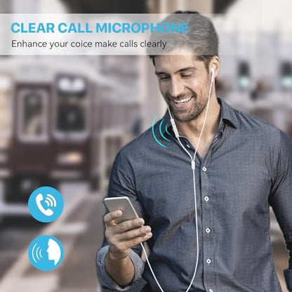 Wired Earbuds, [Clear Calls & No Noise] 3.5mm Headphones with Microphone in Ear Earphones HiFi Stereo Volume Control for iPhone/iPad/Samsung/Android/Kindle/Switch [2 Pack]