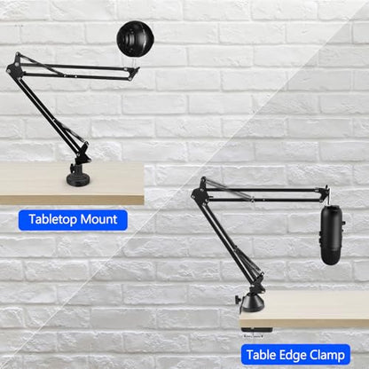 GEEKRIA for Creators Microphone Arm Compatible with Blue Yeti, Yeti X, Yeti Pro, Snowball ICE, G Yeti GX, Mic Boom Arm with Table Flange Mount Adapter, Suspension Stand, Desk Mount Holder