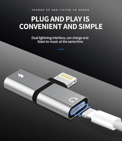Lightning to 3.5mm Headphone Jack Adapter 2 Pack 2 in 1 Charging Audio Splitter for Apple MFi Certified for iPhone 14 Plus 13 Mini 12 11 Pro Max X for ipad Pro Earbuds Aux Cable Stereo Sound Calling