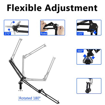 GEEKRIA for Creators Professional Microphone Boom Arm Compatible with Fifine K688, K669, K670B, Suspension Mic Stand, Adjustable Desk Mount Holder for Studio Recording, Podcast, 28.7" Reach